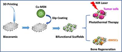 Bifunctional, Copper-Doped, Mesoporous Silica Nanosphere-Modified, Bioceramic Scaffolds for Bone Tumor Therapy